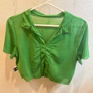 SHEIN Green sheer crop top